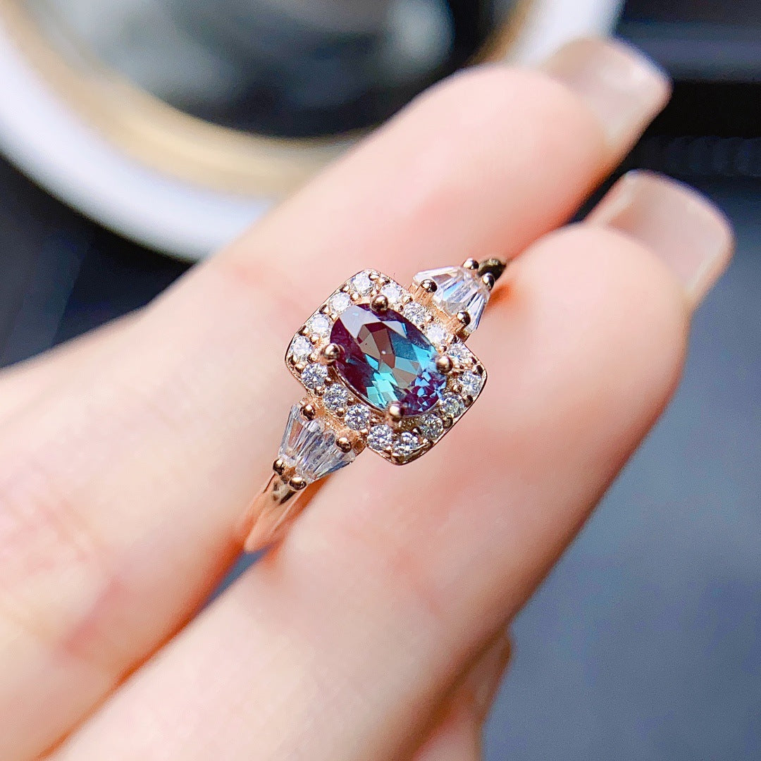 Adjustable Alexandrite Silver Ring