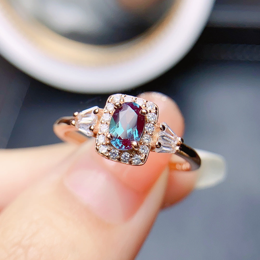 Adjustable Alexandrite Silver Ring