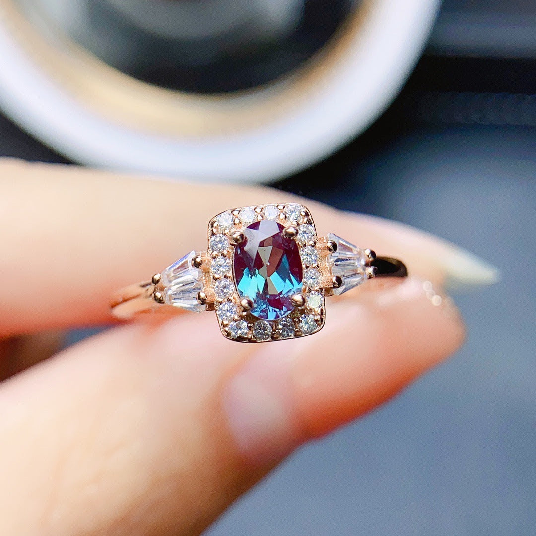Adjustable Alexandrite Silver Ring
