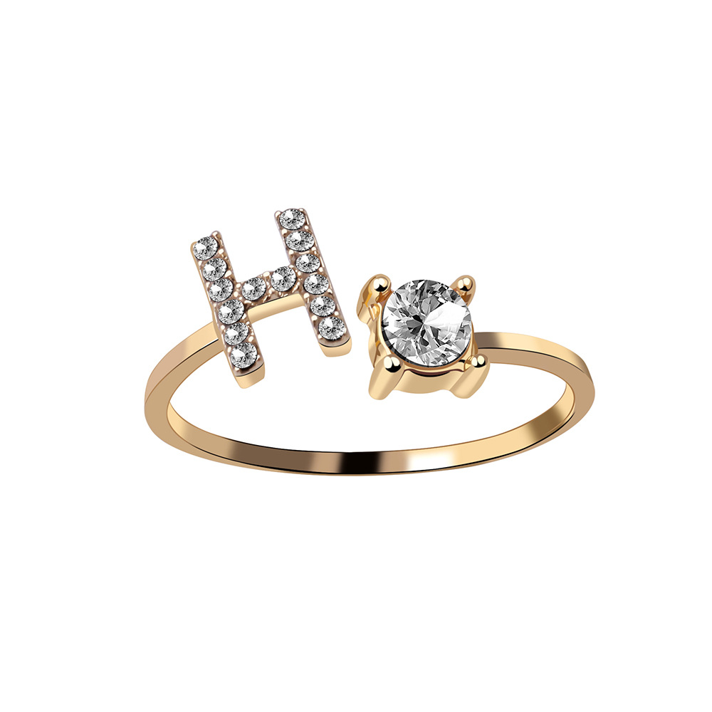 Adjustable Alphabet Open Ring for Women
