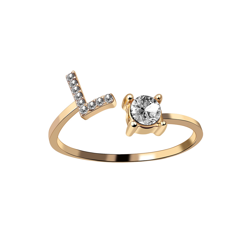 Adjustable Alphabet Open Ring for Women