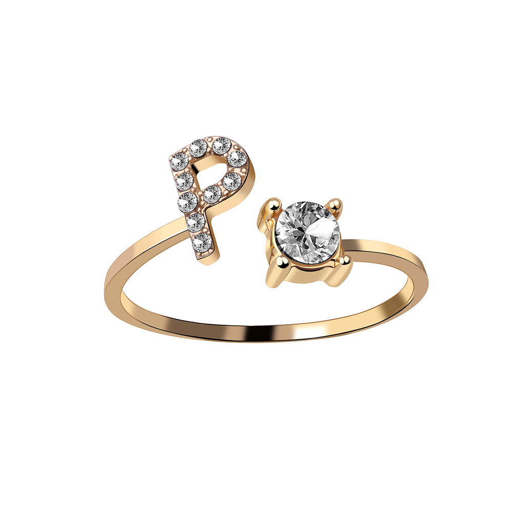 Adjustable Alphabet Open Ring for Women