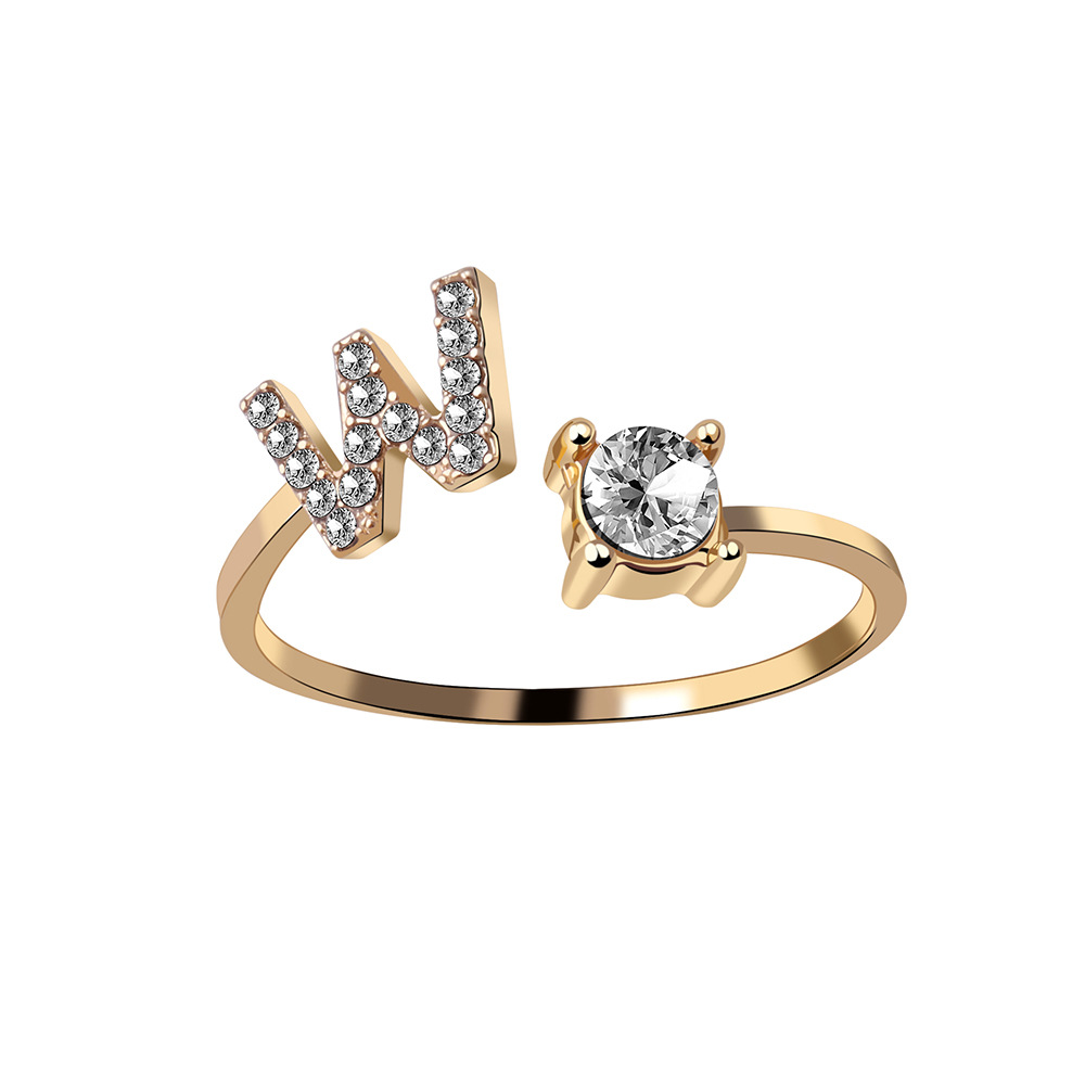 Adjustable Alphabet Open Ring for Women