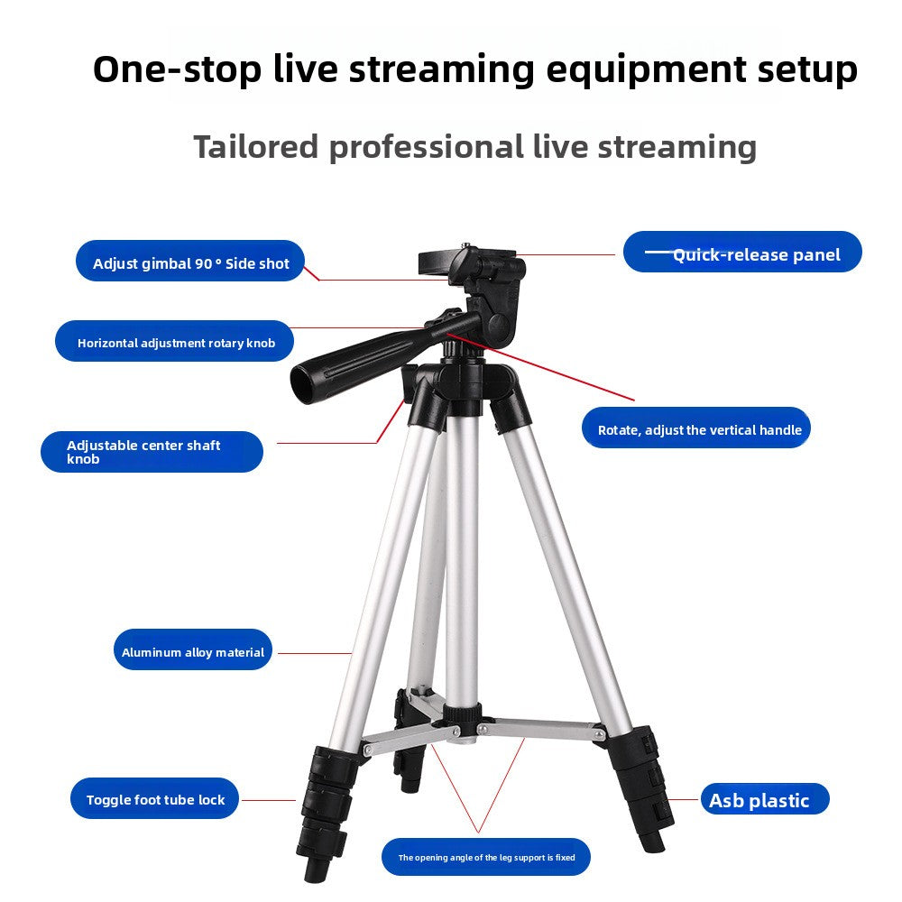 Adjustable Aluminum Camera Tripod with Phone Clip