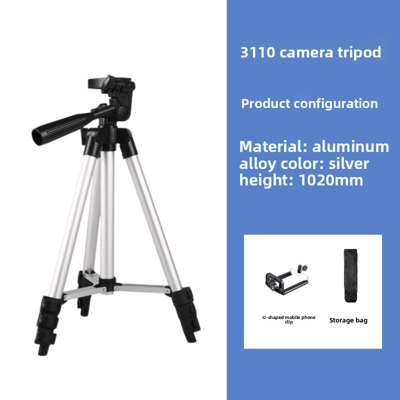 Adjustable Aluminum Camera Tripod with Phone Clip