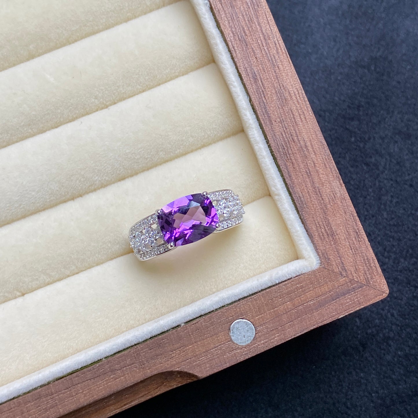 Adjustable Amethyst Ring in Sterling