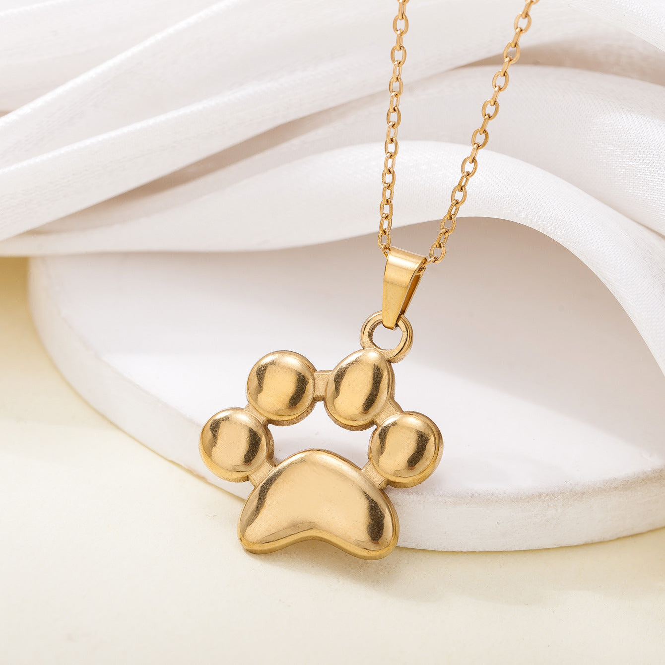 Adjustable Animal Paw Print Pendant Necklace