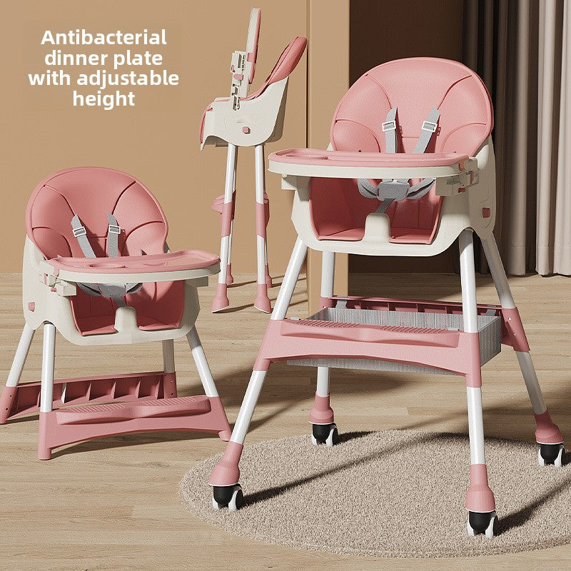 Adjustable Baby Dining Chair with Tray and Cushion