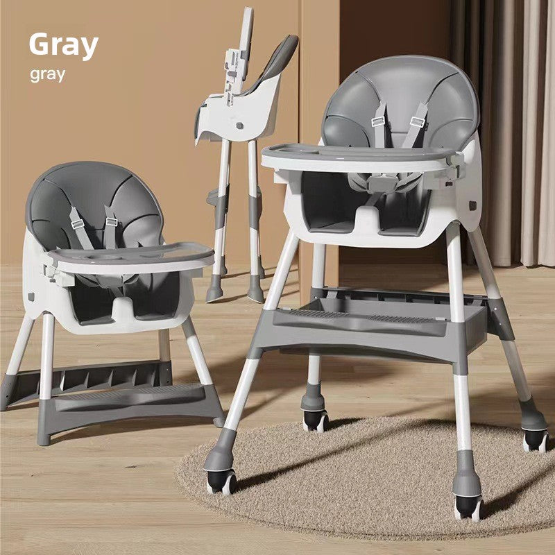 Adjustable Baby Dining Chair with Tray and Cushion