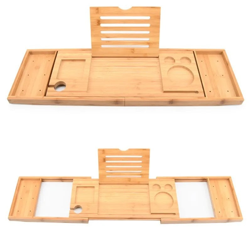 Adjustable Bamboo Bathtub Storage Rack