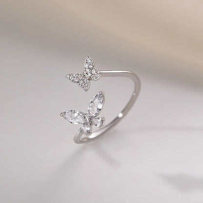 Adjustable Butterfly Zircon Ring