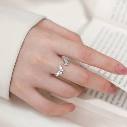 Adjustable Butterfly Zircon Ring