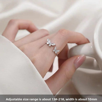 Adjustable Butterfly Zircon Ring