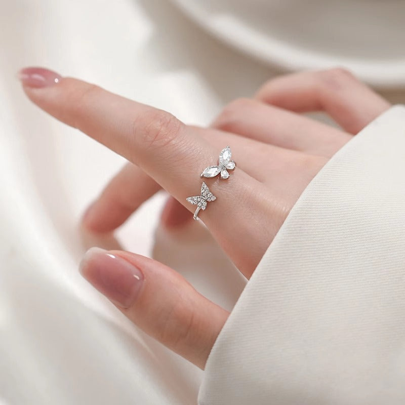 Adjustable Butterfly Zircon Ring