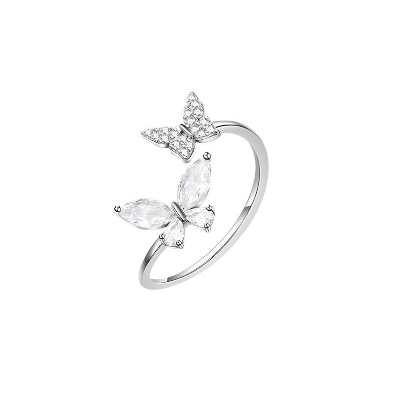 Adjustable Butterfly Zircon Ring