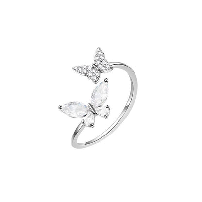 Adjustable Butterfly Zircon Ring