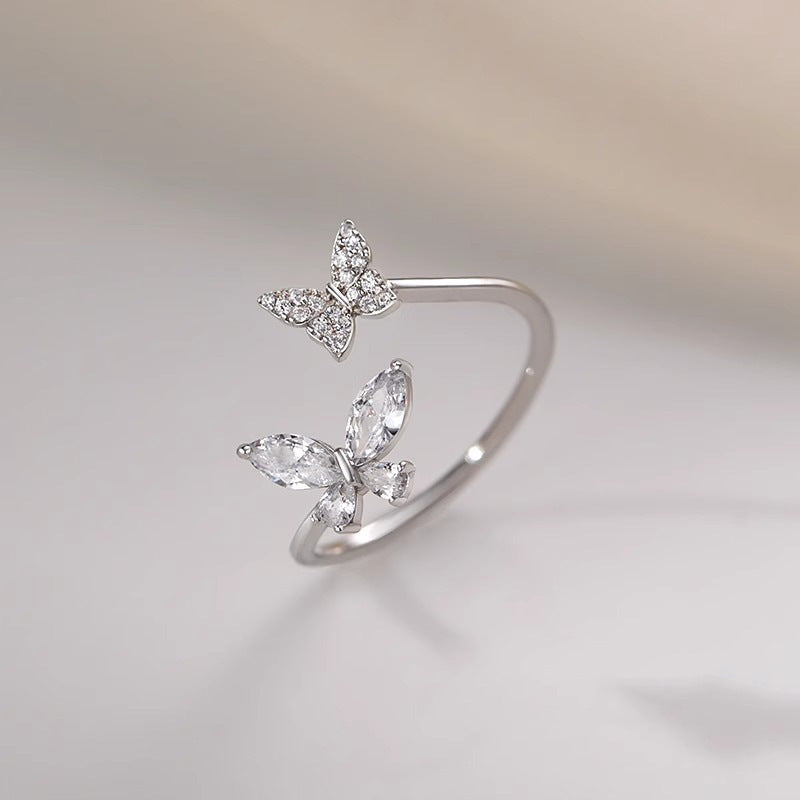 Adjustable Butterfly Zircon Ring