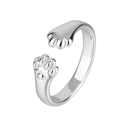 Adjustable Cat Paw Print Open Ring