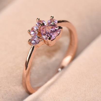 Adjustable Cat Paw Zircon Ring