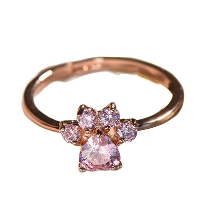 Adjustable Cat Paw Zircon Ring