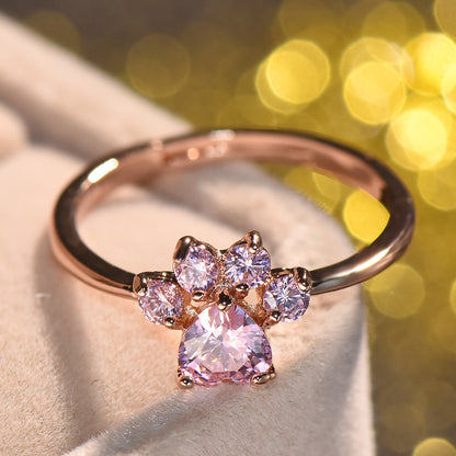 Adjustable Cat Paw Zircon Ring