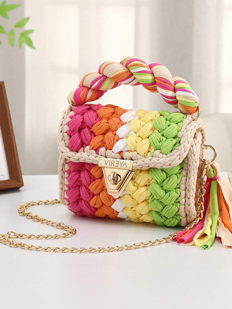 Adjustable Chain Crochet Crossbody Bag