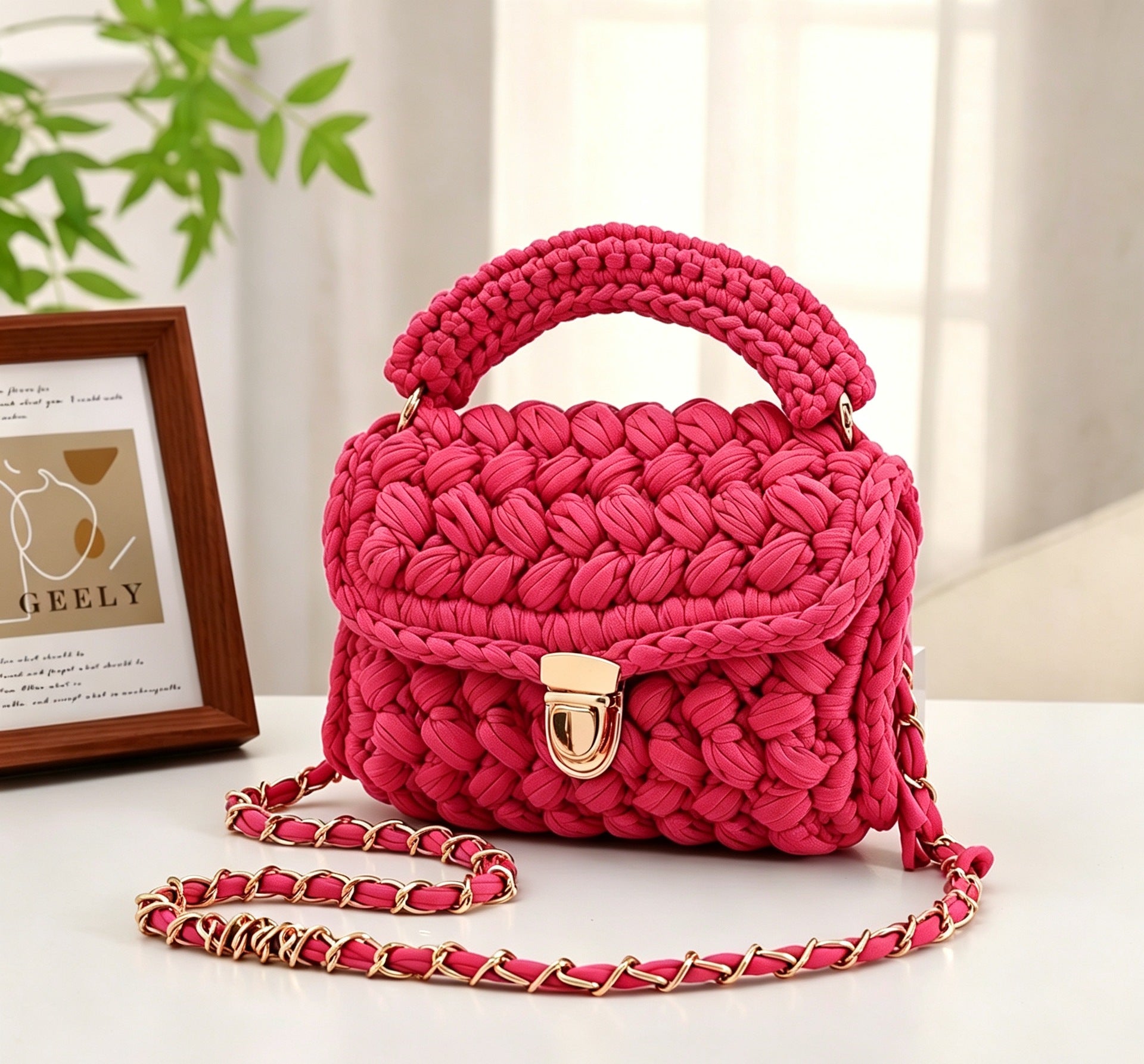 Adjustable Chain Crochet Crossbody Bag