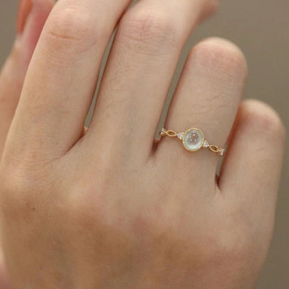 Adjustable Chalcedony Simulation Ring