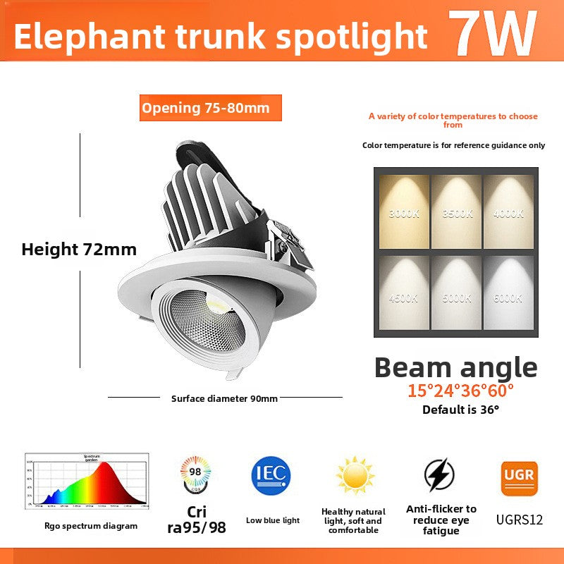 Adjustable COB Embedded Ceiling Spotlights