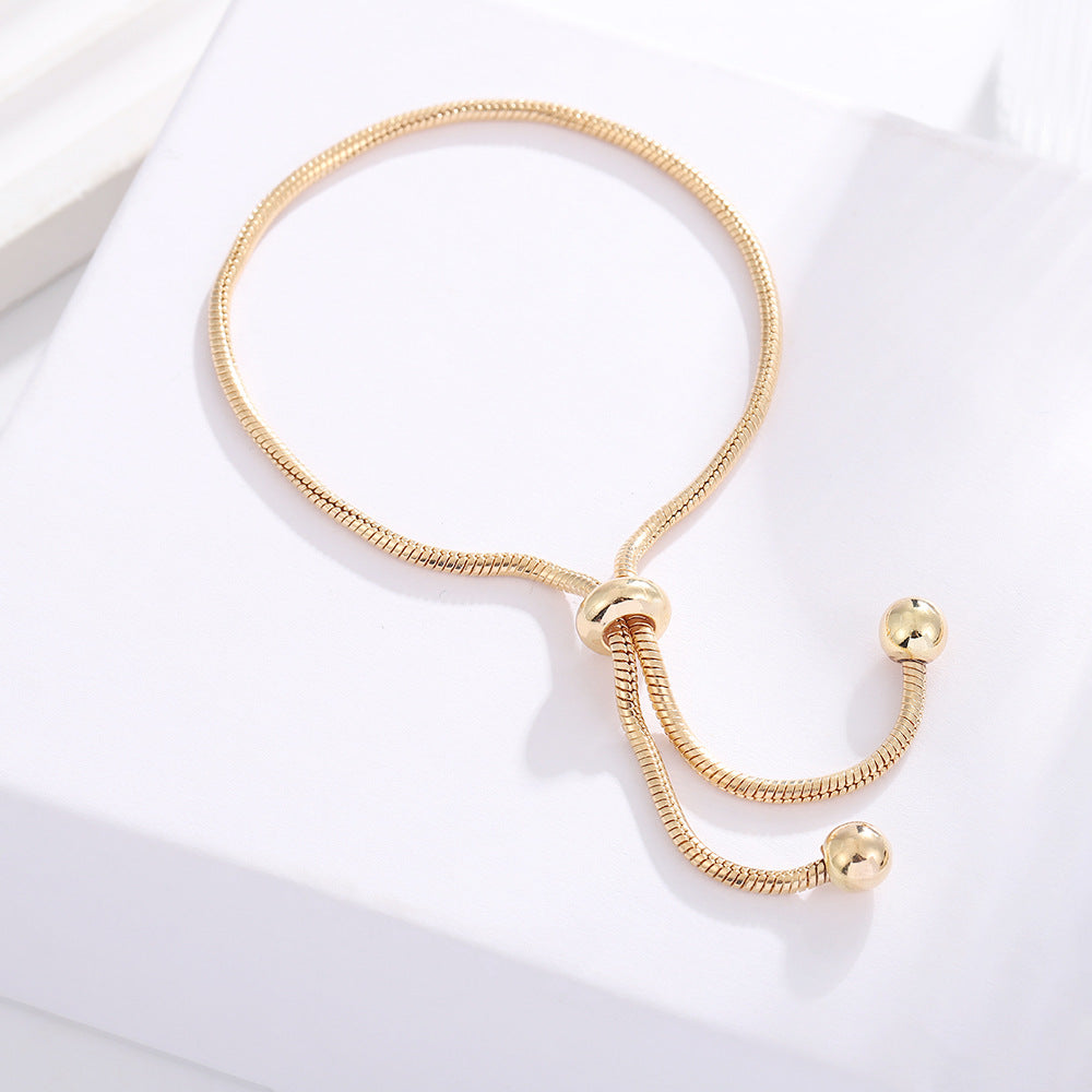 Adjustable Copper Geometric Bead Bracelet