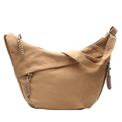 Adjustable Crossbody Suede Tote Bag with Multiple Pockets