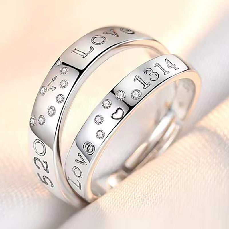 Adjustable Crown Zirconia Couple Rings for Men and Women