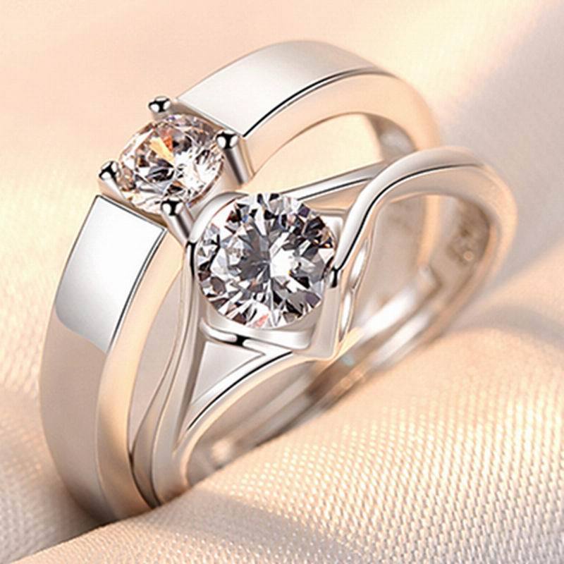 Adjustable Crown Zirconia Couple Rings for Men and Women