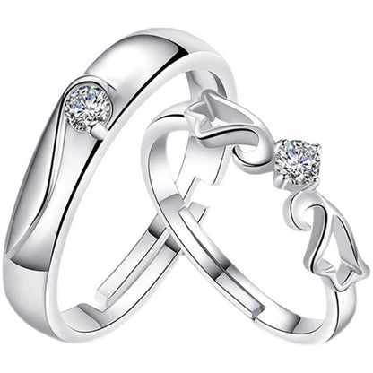 Adjustable Crown Zirconia Couple Rings for Men and Women