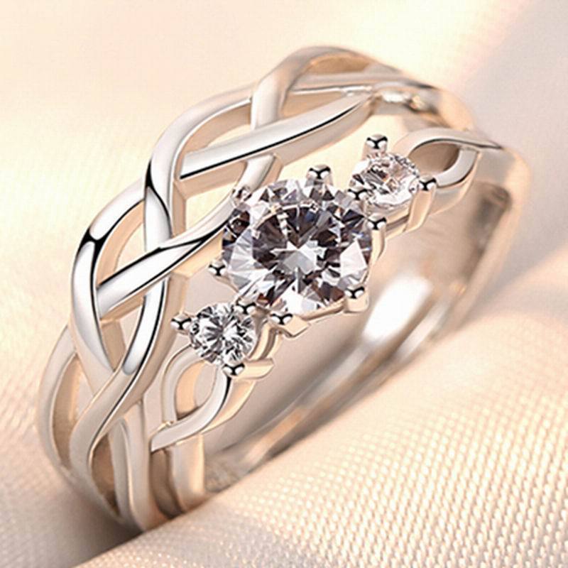 Adjustable Crown Zirconia Couple Rings for Men and Women