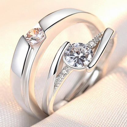 Adjustable Crown Zirconia Couple Rings for Men and Women