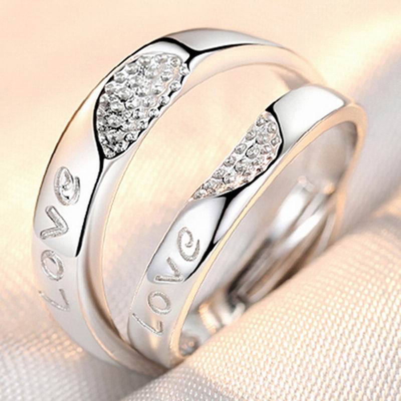 Adjustable Crown Zirconia Couple Rings for Men and Women