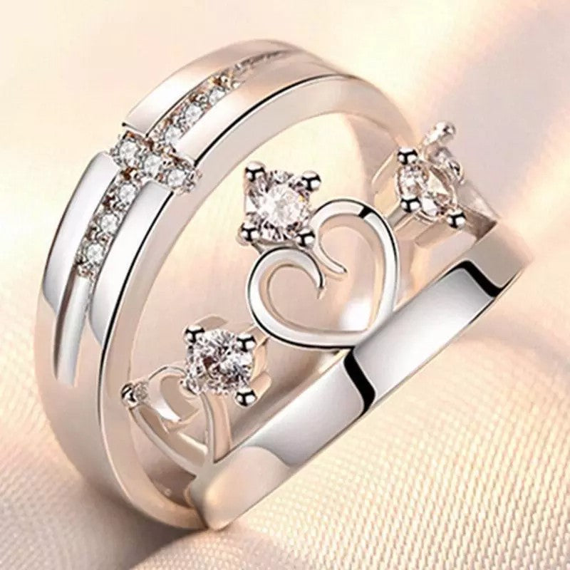 Adjustable Crown Zirconia Couple Rings for Men and Women