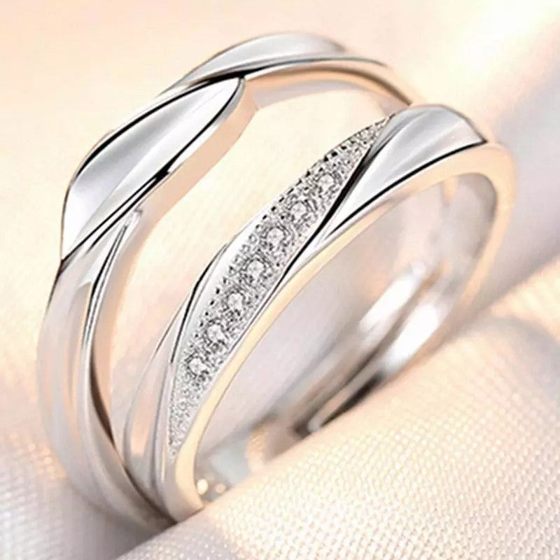 Adjustable Crown Zirconia Couple Rings for Men and Women