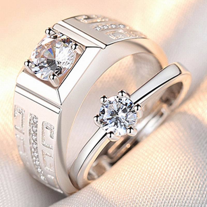 Adjustable Crown Zirconia Couple Rings for Men and Women
