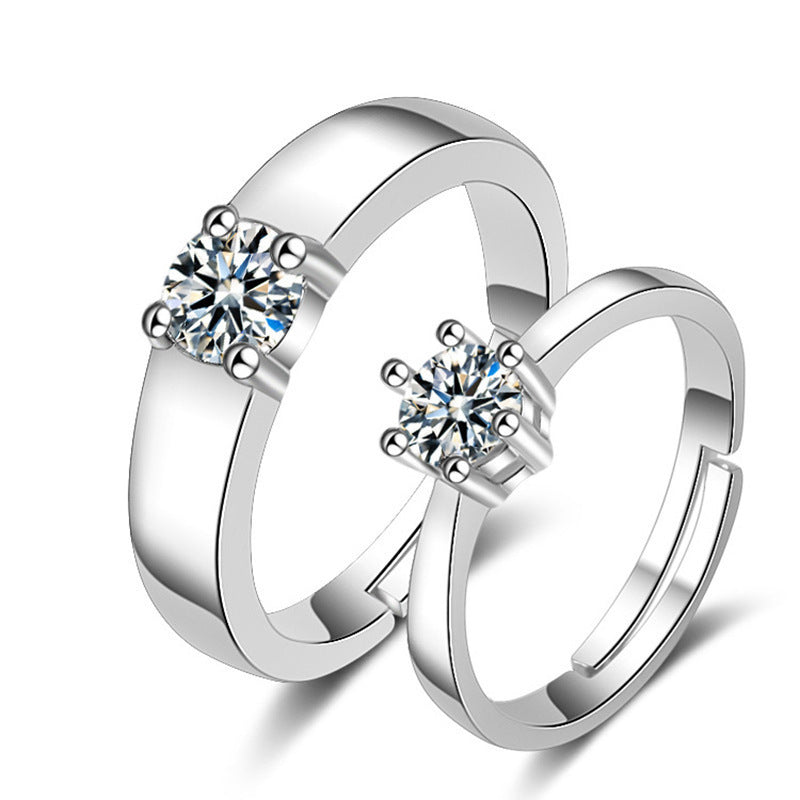 Adjustable Crown Zirconia Couple Rings for Men and Women