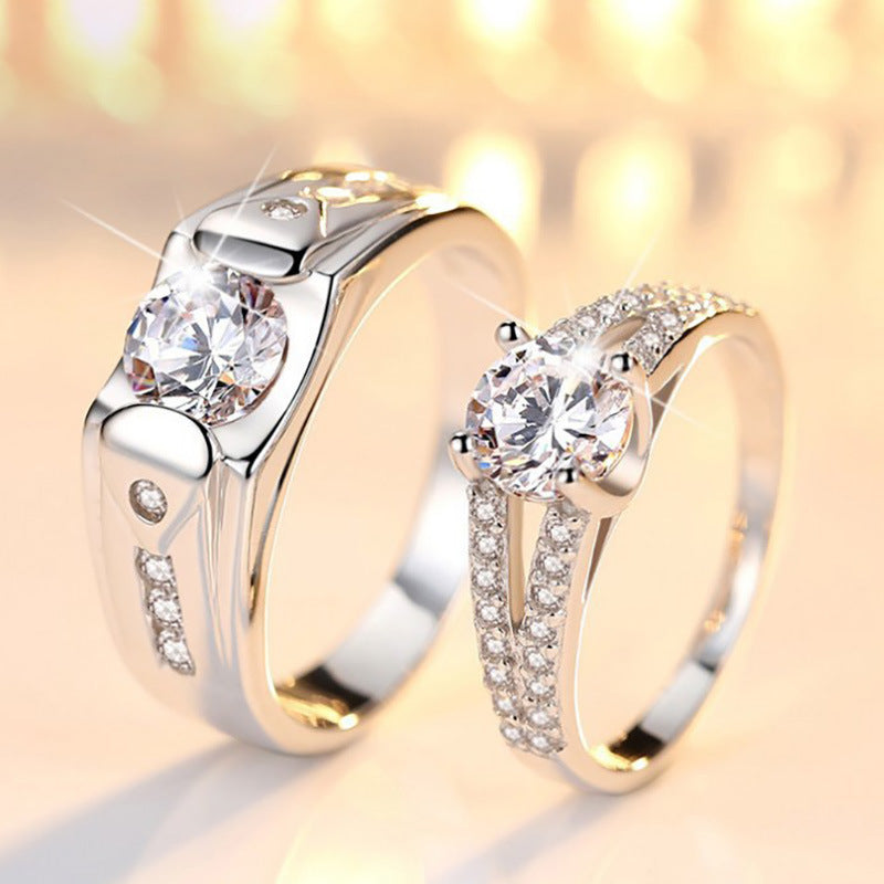 Adjustable Crown Zirconia Couple Rings for Men and Women