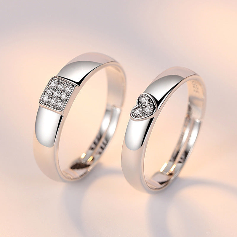 Adjustable Crown Zirconia Couple Rings for Men and Women