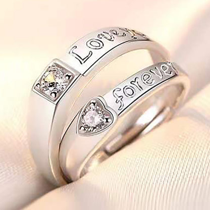 Adjustable Crown Zirconia Couple Rings for Men and Women