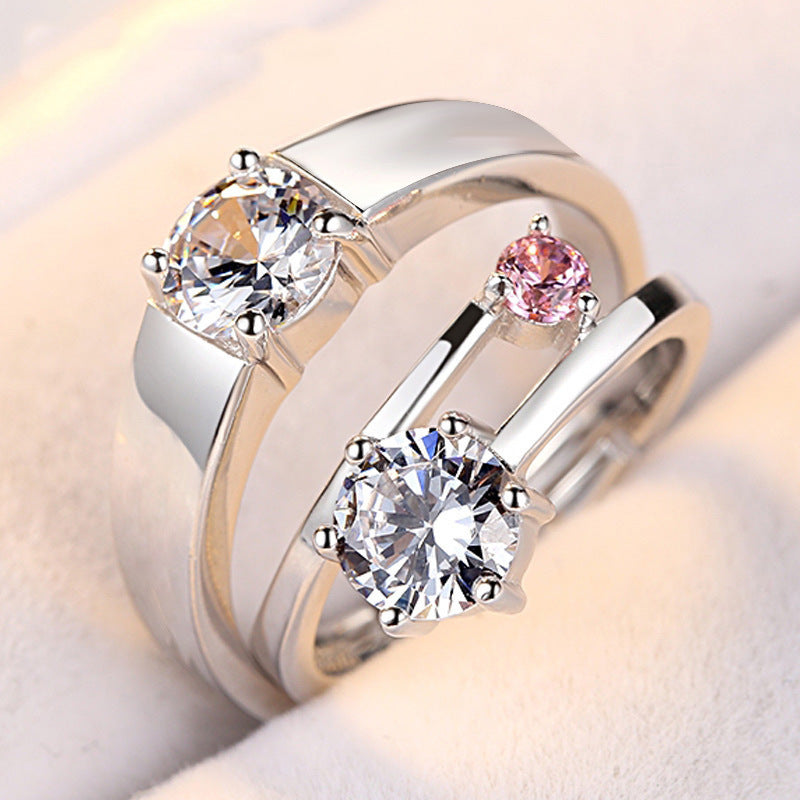Adjustable Crown Zirconia Couple Rings for Men and Women