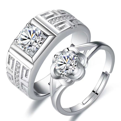 Adjustable Crown Zirconia Couple Rings for Men and Women