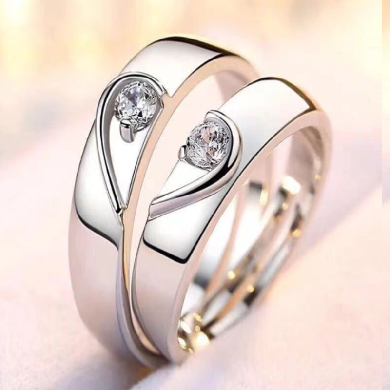 Adjustable Crown Zirconia Couple Rings for Men and Women