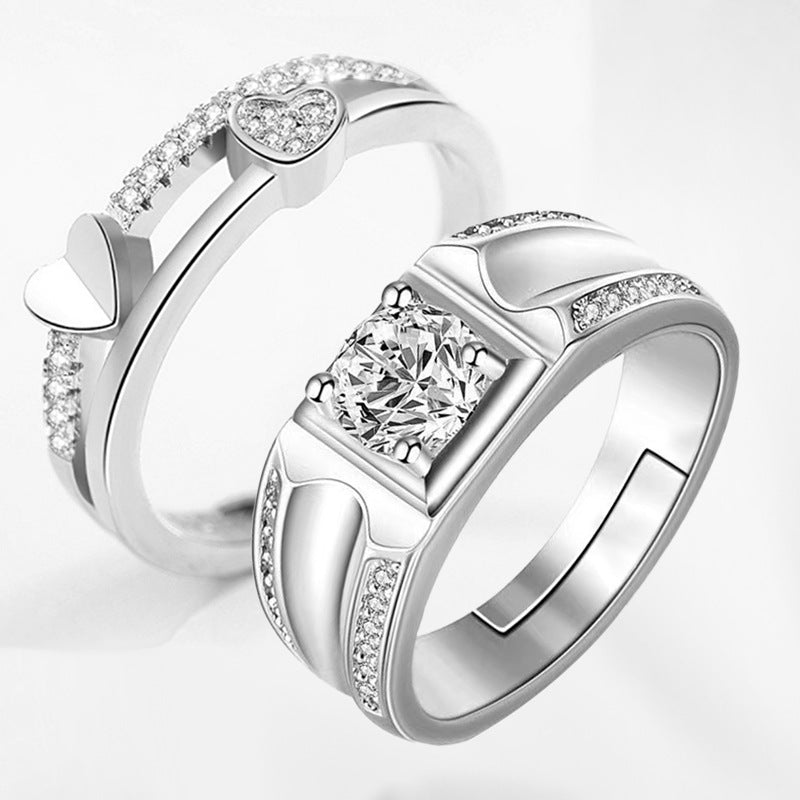 Adjustable Crown Zirconia Couple Rings for Men and Women