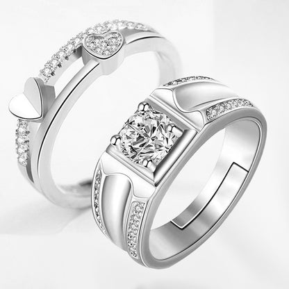 Adjustable Crown Zirconia Couple Rings for Men and Women