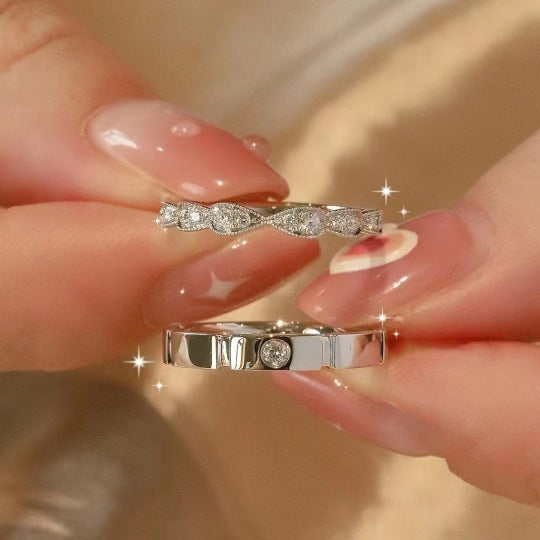 Adjustable Crown Zirconia Couple Rings for Men and Women